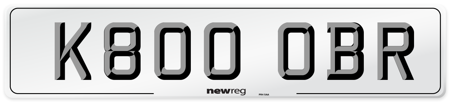 K800 OBR Number Plate from New Reg